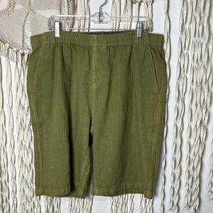 Carbon 2 Cobalt Green Cotton Blend Textured Drawstring Shorts XL 11" Inseam